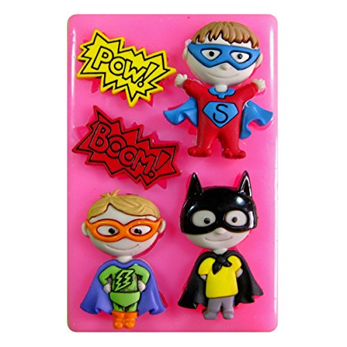 Superhéroe Superman Batman Pow Boom Molde de silicona para la torta de Decoración Pastel de Cupcake Toppers Glaseado Sugarcraft Tool por Fairie Blessings