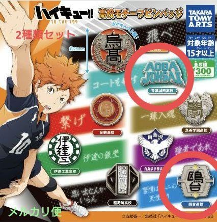 ハイキュー!! ピンバッジセット 2種 Amazon | ガチャ ハイキュー to the top高校モチーフピンバッジ 2種類