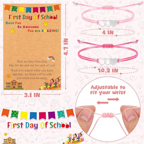 Image of EOBOH First Day of School Bracelet Mommy and Me, Prek Matching Wish Bracelets Set, Adjustable Bracelet for Boys Girls Gifts Stuff Bulk