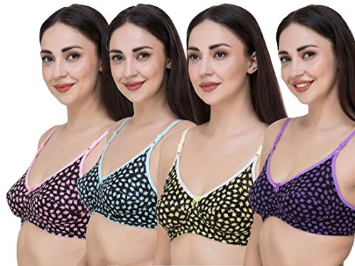 Image of Fasense Women's Cotton Leaf Print Medium Coverage Wire Free Non Padded Bra