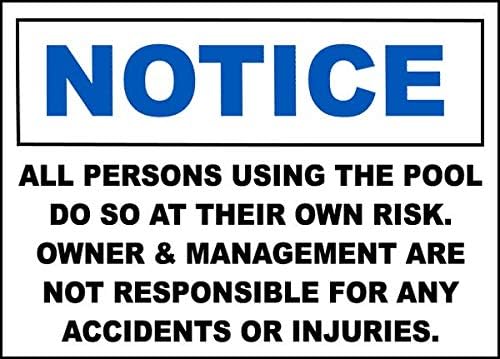 Traffic & Warehouse Signs - Use Pool at Your Own Risk Sign 12 x 8 Aluminum Sign Street Weather Approved Sign 0.04 Thickness - 10 Pack