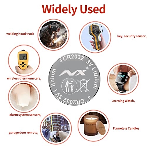 Tsrwuily CR2032 3V Lithium Coin Cell Battery, Watch and Electronics Button Batteries Long Lasting in Child Resistant