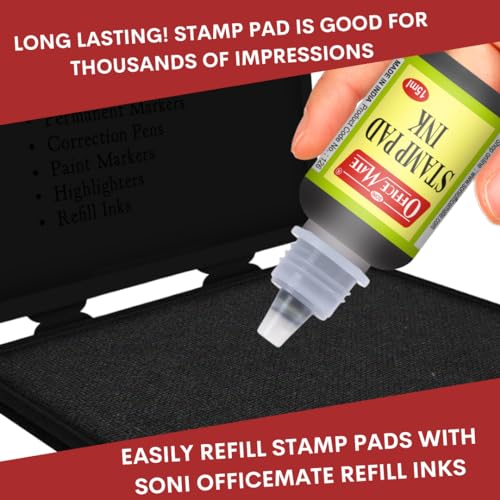 Image of Soni OfficeMate Medium Stamp Pad - Black | 108mm x 65mm | Crisp, Long-Lasting Impressions | Quick-Drying, Smudge-Free Ink | Durable & Refillable | Ideal for Office, Craft & DIY Projects | Pack of 10