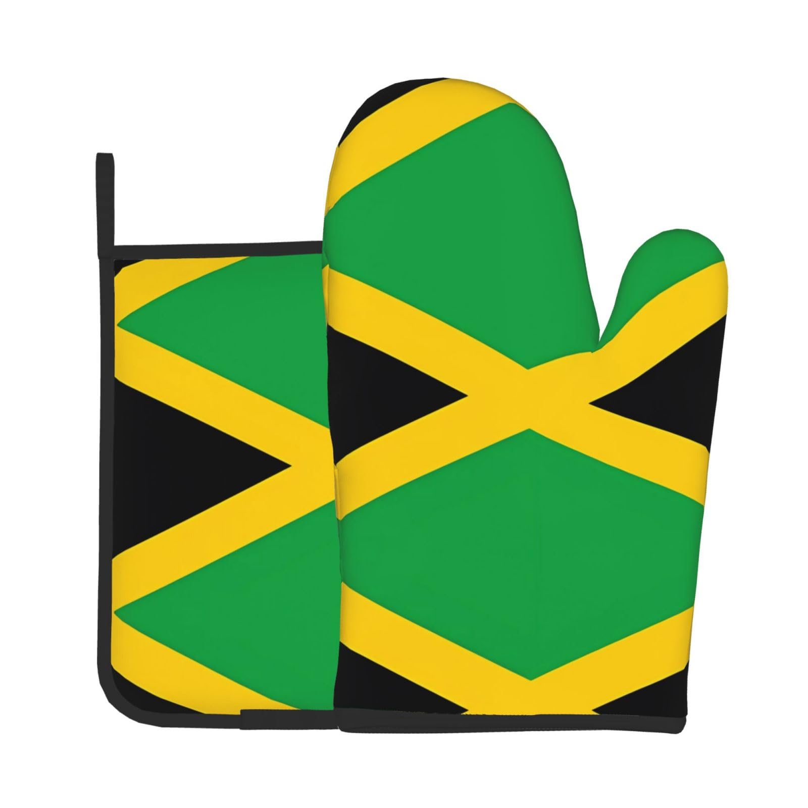 Oven Mitts and Potholders Set of 2 for Kitchen Baking Cooking Grayjamaica Flag Thick and Durable