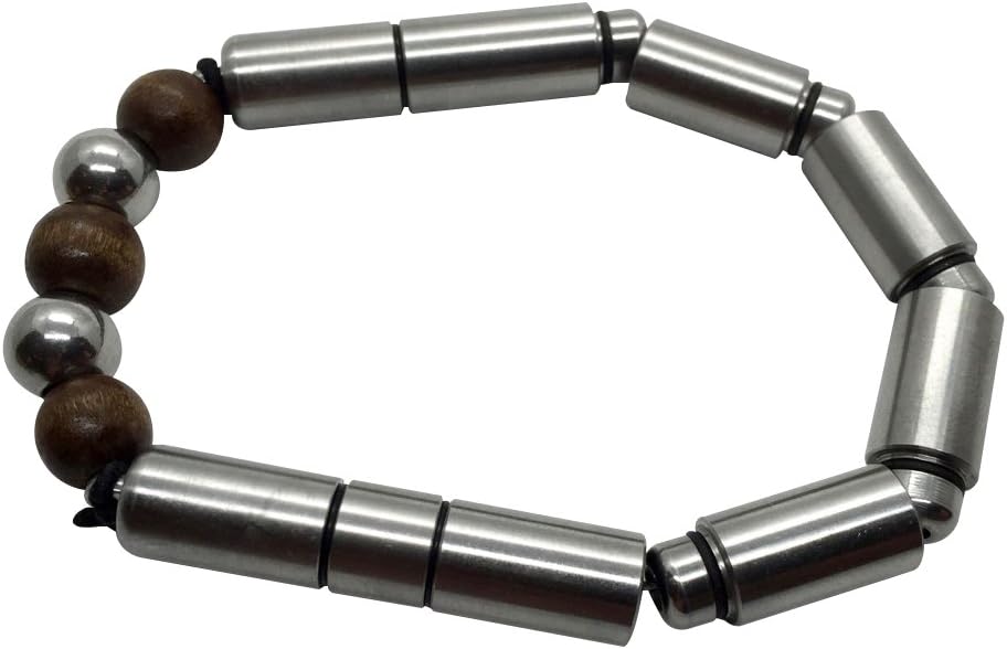 VertiPen 1st Edition - Wearable Convertible Pen & Stylus - Stainless Steel & Dark Wood Bracelet (7" wrist)