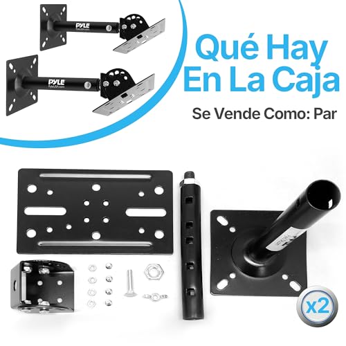 Pyle Soporte para Montaje de Altavoz en Pared o Techo, Ajuste de inclinacion y Giro, Brazo telescopico retractil, Surround Sound - imagen 7