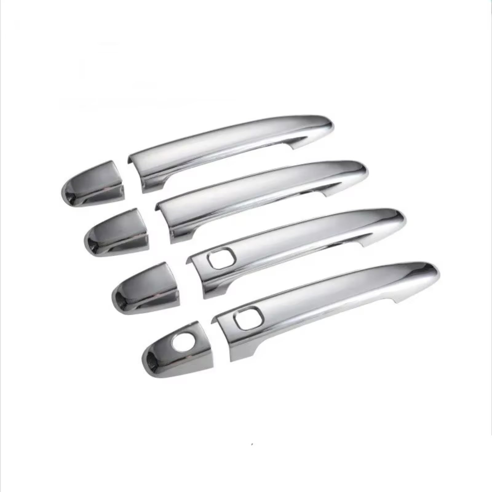 IUKMR for Toyota for Alphard for Vellfire 2008-2015 Glossy Black Carbon Fiber Chrome Car Door Handle Cover Car Outer Door Handle(Silver 2 Buttons)