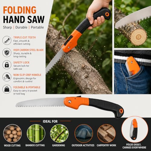 Image of Heavy Duty Plant Cutter - Outdoor Hacksaws, 18 cm Steel Blade, Folding Saw for Patio Repair & Travel Camps (PACK OF 2)