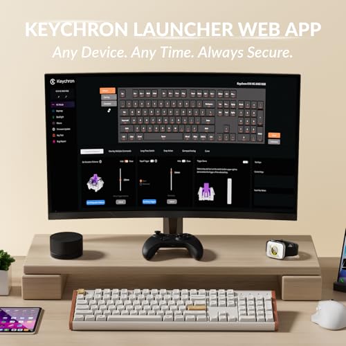 Image of Keychron K10 HE Hall Effect Keyboard Wireless, Magnetic Switch Hot Swappable, Adjustable Actuation Rapid Trigger Mode with Aluminum + Wood Frame, Full-Size Custom RGB for Mac Windows Linux - White