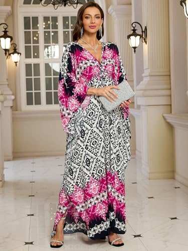 Image of KEYLORTING Plus Size Kaftan Dress Women, African Moo Moo Print Caftan, Batwing Dress, Beach Cover Up for Party and Loungewear