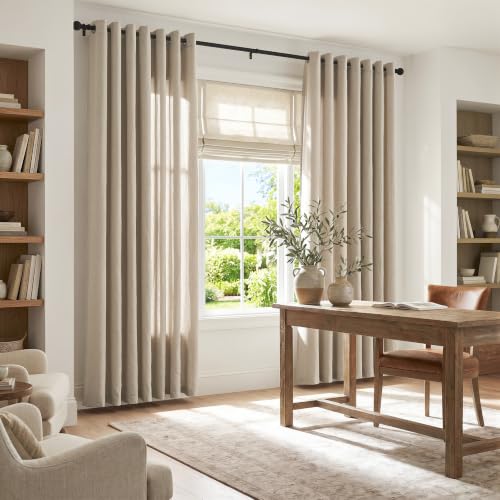 Image of jinchan Linen Curtain Room Divider 100 inch W x 96 inch L Grommet 1 Panel Set Taupe
