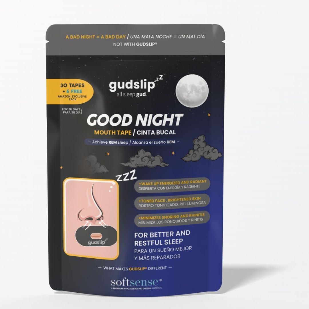 Gudslip® Nasenstreifen & Mundband Set (30+6) – verbessert Nasenatmung, reduziert Schnarchen, für Schlaf & Sport, hypoallergen