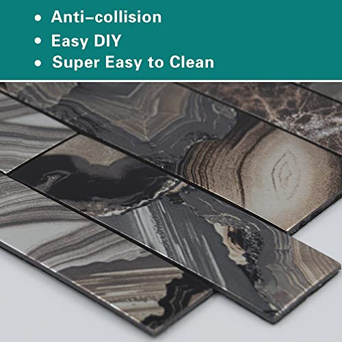 Kieacia Peel And Stick Backsplash 10Pcs Accent Wall Pvc Self-Adhesive Tile For Kitchen Bathroom (Dark Colorful) #TOP3