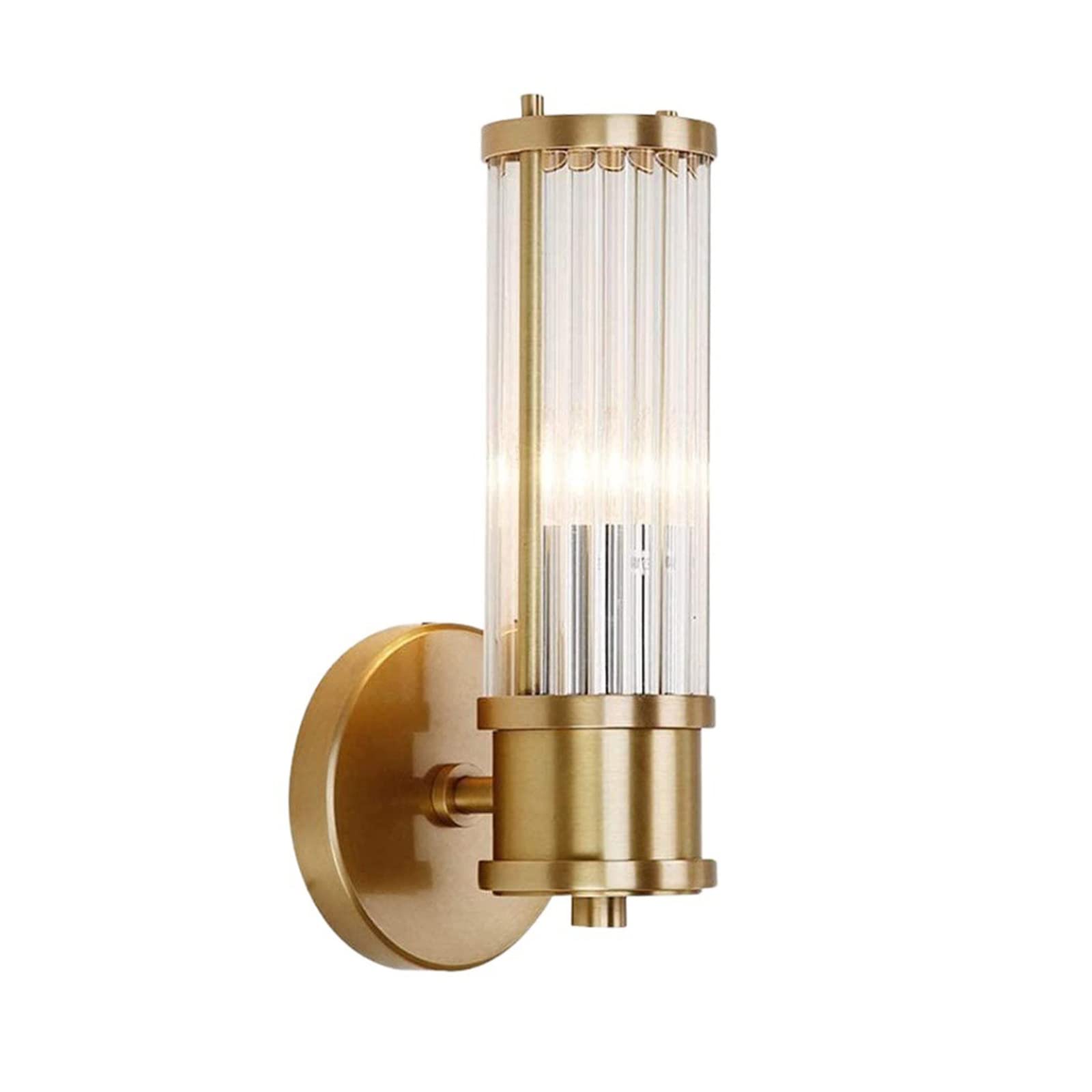 Brass Gold Crystal Wall Sconce Light Crystal Glass & Gold Base Wall Lamp Wall Mount Light (1-Light)