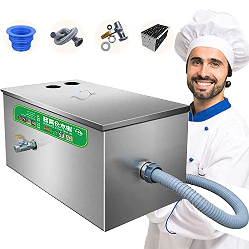 RESKIU Commercial Grease Interceptor, Under Sink Grease Trap Waste Water Oil-Water Separator,Stainless Steel Grease Trap Interceptor for Restaurant Kitchen Wastewater Removable Baffles,2-60x30x30cm