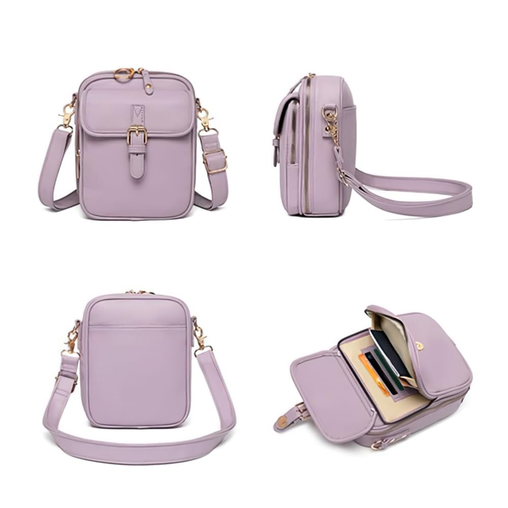 Bolsos cruzados de piel sintética para mujer, Bolso multifuncional de gran capacidad con múltiples compartimentos, Bolso bandolera