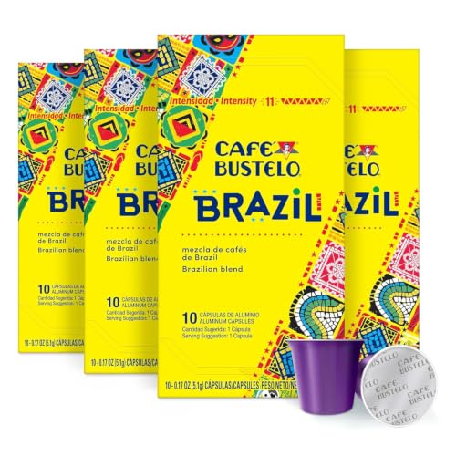 Image of Cafe Bustelo Aluminum Espresso Capsules, Brazil Blend, Intensity 11, 40 Count | Brazilian coffee blend, intensity 11, full-bodied, aluminum espresso capsules, rich crema, stands up to milk and sugar