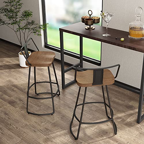 Andeworld 26\" Bar Stools Set of 2 Swivel Counter Height Stools with Backrests Indurstrial Metal Bar Stools