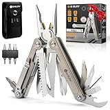 BIBURY Multitool, 24 in 1 Titanium Alloy Handle Multi-Tool Pliers with Pocket Knife and Screwdrivers, EDC Multi Tools with Sheath & Belt Clip, Valentines Day Gifts for Him - 2048DT