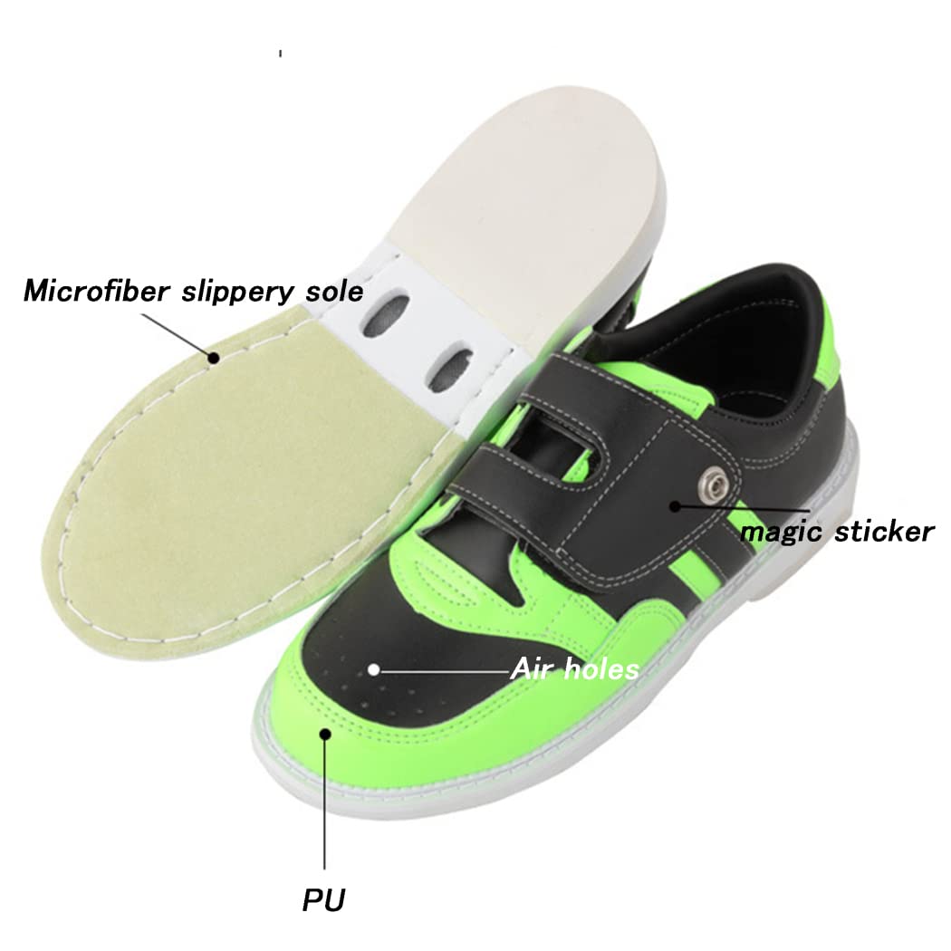 Bowlingschuhe Leichte, Atmungsaktive Bowlingschuhe Für Herren Und Damen Mit Magic-Sticker-Verschluss Verschleißfeste Dämpfung