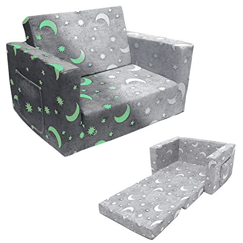Truwelby Kids Sofa, Glow In The Dark Toddler Chairs Children's 2 In 1 Convertible Sofa To Lounger - Extra Soft Flip Open Chair & Sleeper, Kids Couch For Kids Girls Boys #TOP4