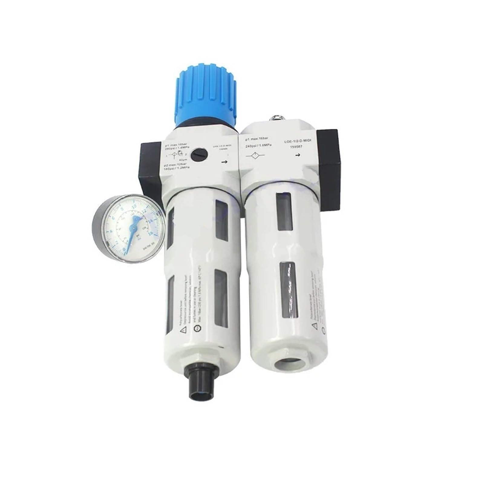 Régulateur de filtre Bigeminy FRC-1/4-D-MIDI 186497 3/8 1/2 3/4 Drainage automatique/manuel Plage de pression 0,5-12 bar(FRC-1-2-D-MIDI-MPA)
