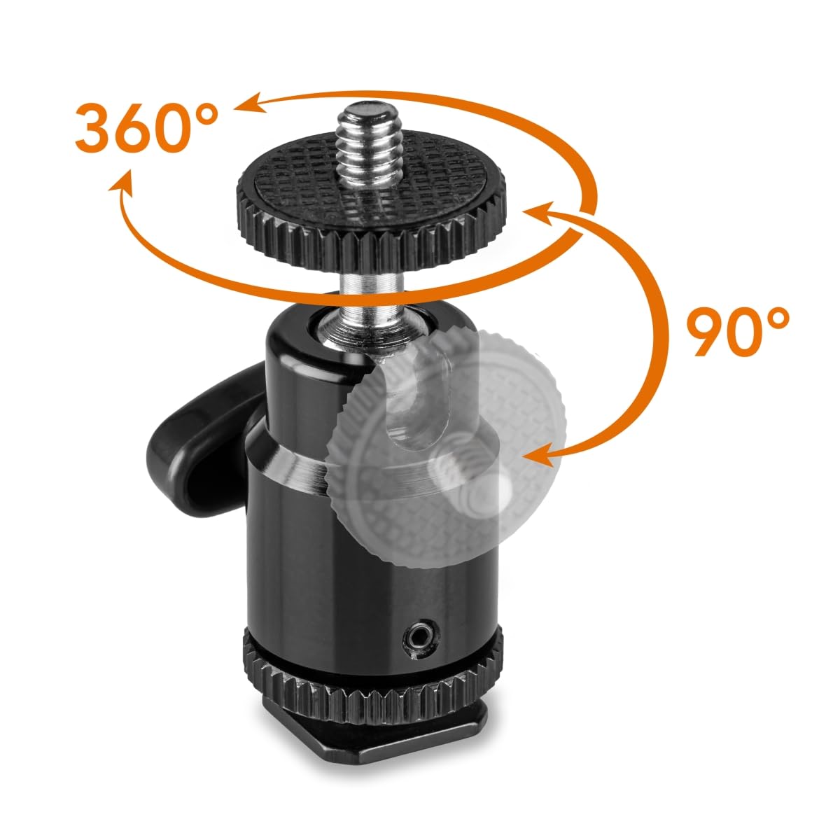 Mini Rotule Walimex Pro Double Sabot – Charge 5 Kg – Aluminium – Inclinaison 180°, Rotation 360° – Pour Caméra, Micro, LED