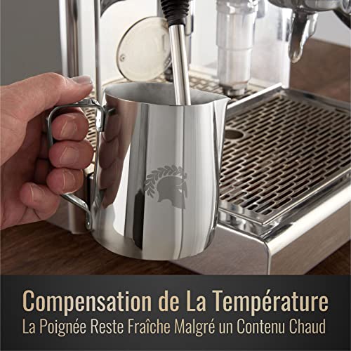 Barista Legends® Melkkannetje in roestvrij staal 350 ml, met speciale latte art schenktuit, melkschuimkannetje hoogglans gepolijst, Barista melkkan in roestvrij staal, Barista accessoires - Image 5