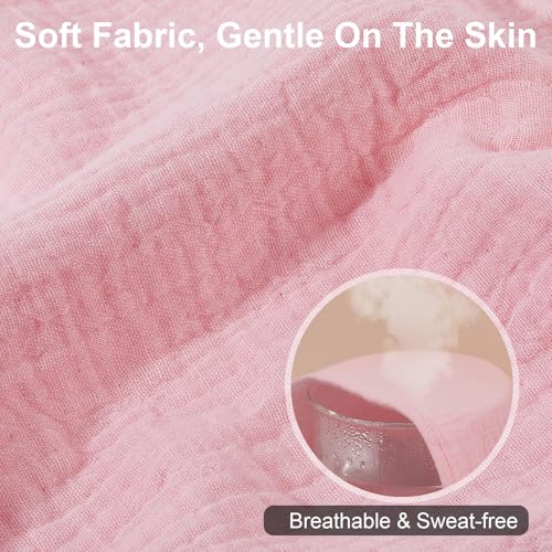 Image of FIOBEE Hooded Baby Towels 100% Muslin Baby Bath Towels for Newborn with Animal Design Ultra-Soft and Absorbent Bath Essentials for Toddler, Unisex Girls Boys 30 x 30 inch, Pink Bunny