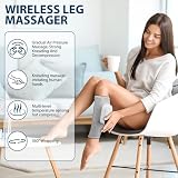AOGOE Masażer nóg, masażer łydek do krążenia i łagodzenia bólu, 3 poziomy intensywności, 3 tryby masażu, terapia cieplna, masażer kolana z ładowaniem USB typu C, bezprzewodowa konstrukcja, regulowany