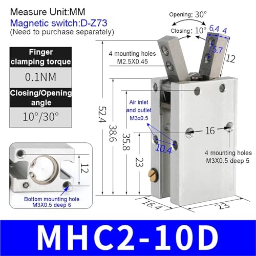 Pinza neumática angular de doble efecto MHC2-10D tipo angular 3