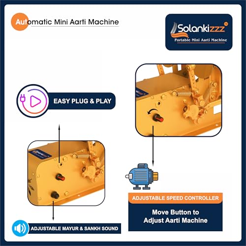 Image of God-Mantra Shankh & Mayur Sounds Fully Automatic Electric Mini Aarti Machine With Nagara, 2-Bells & Jalar For Home Temple, Satsang Or Pooja Room (God-Mantra)