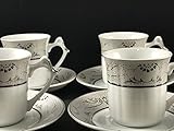 weimarer porzellan mokkaservice ELIH Porzellan Topkapi – 12-TLG Tassen-Set Gloria Silber, als Kaffee-Set, Tee-Set, Espresso-Set, Porzellan mit Silberdekor, für 6 Personen
