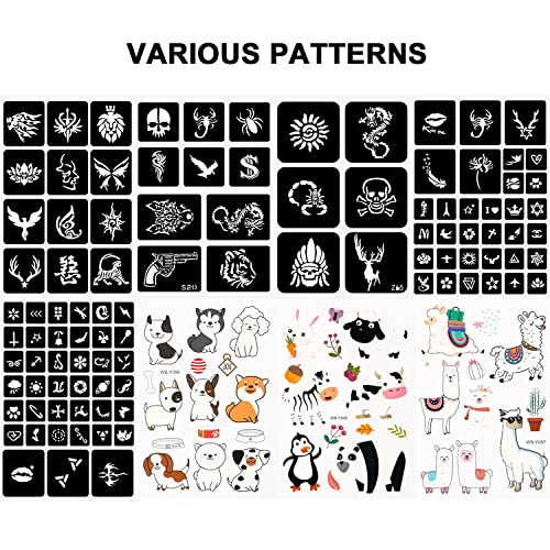 Temporary Glitter Tattoo,30 Glitter Colors, 5 Unique Stencils, 1 Body Glue, 5 Brushes, Stickers And Rhinestones, Adults & Kids Arts Glitter Make Up Kit, Gift For Halloween Christmas Birthday Party #TOP3
