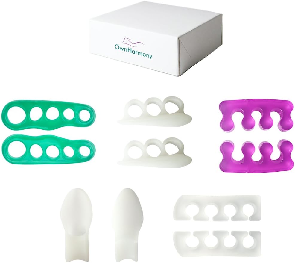 Gel Toe Stretcher & Separators - Best Value Pack of 10 Spacers for Instant Therapeutic Foot Pain Relief from Bunions, Hammer Toes and More - Silicone Pal - Pedicure Tools