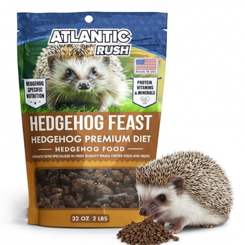 Atlantic Rush Hedgehog Feast Premium Food - 2lb Resealable Bag of Hedge Hog Delite- Small Critter Supplies Hedge Hog Food - Hedgehog Treats- Sourced & Made in The USA