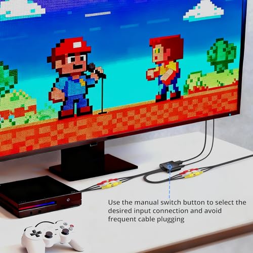 Image of CAMWAY 2 Port RCA to HDMI Converter - 16:9 /4:3 Conversion 1080P AV to HDMI Adapter for Wii /PS1 /PS2 /N64 /X-box /DVD /VCR /VHS,Mini Composite CVBS Audio Video Adapter Supports PAL /NTSC with RCA HDMI Cable
