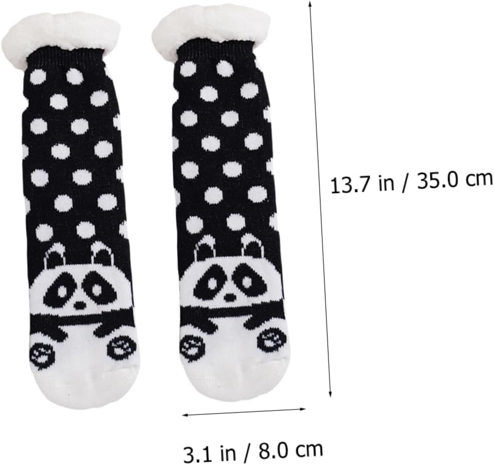 3 Pairs Fleece Non-slip Socks Plush Warm Socks Stockings for Girls Winter Stocking Black Stockings Panda Fluffy Socks Floor Stocking Coral Fleece Winter Socks To Sleep/3302