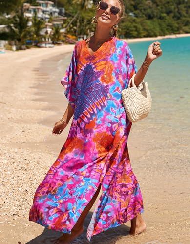 Image of NFVNKJ Women's Plus Size Beach Lounge Kaftan Maxi Dress Swimsuit Coverup for Women