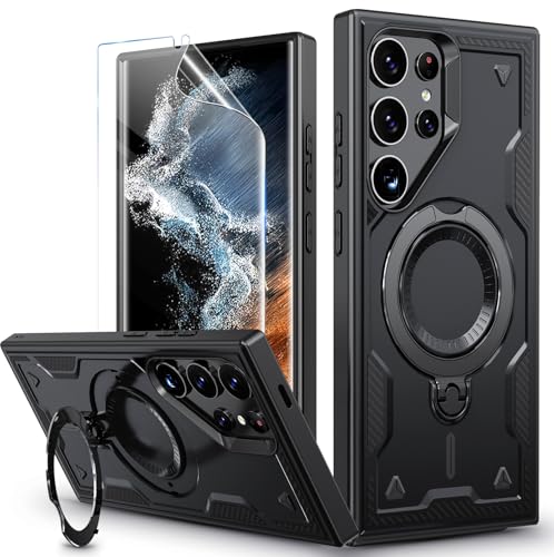 Image of for Samsung Galaxy S22 Ultra Case Magnetic with stand [with Mag-Safe] [with Screen Protector] Wireless Charging, Shockproof Galaxy S22 Ultra 5G Case, Ring Holder Phone Cover for Samsung S22 Ultra