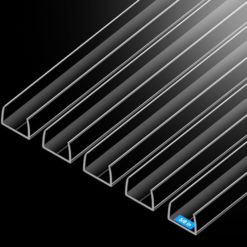 MONOID Cabinet Door Protector, Slip-On Plastic Edge Guard for Kitchen & Drawer Fronts, Prevent Wear, Chipping & Discoloration, Cabinet Bumpers - 5/8" Thick, 39.4" Length - Clear,5 Pack