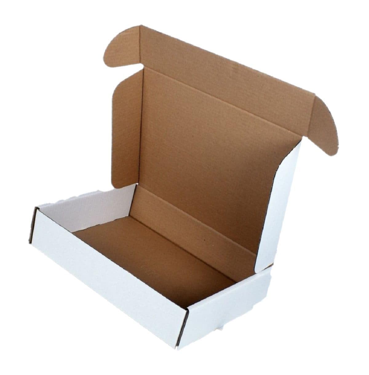 UKPSOLTD 10 x Large White Hinged Lid Cardboard Packing Boxes - 14 x 11 x 3" - 360 x 280 x 80mm - Corrugated Packaging Packing Postal Shipping Cartons