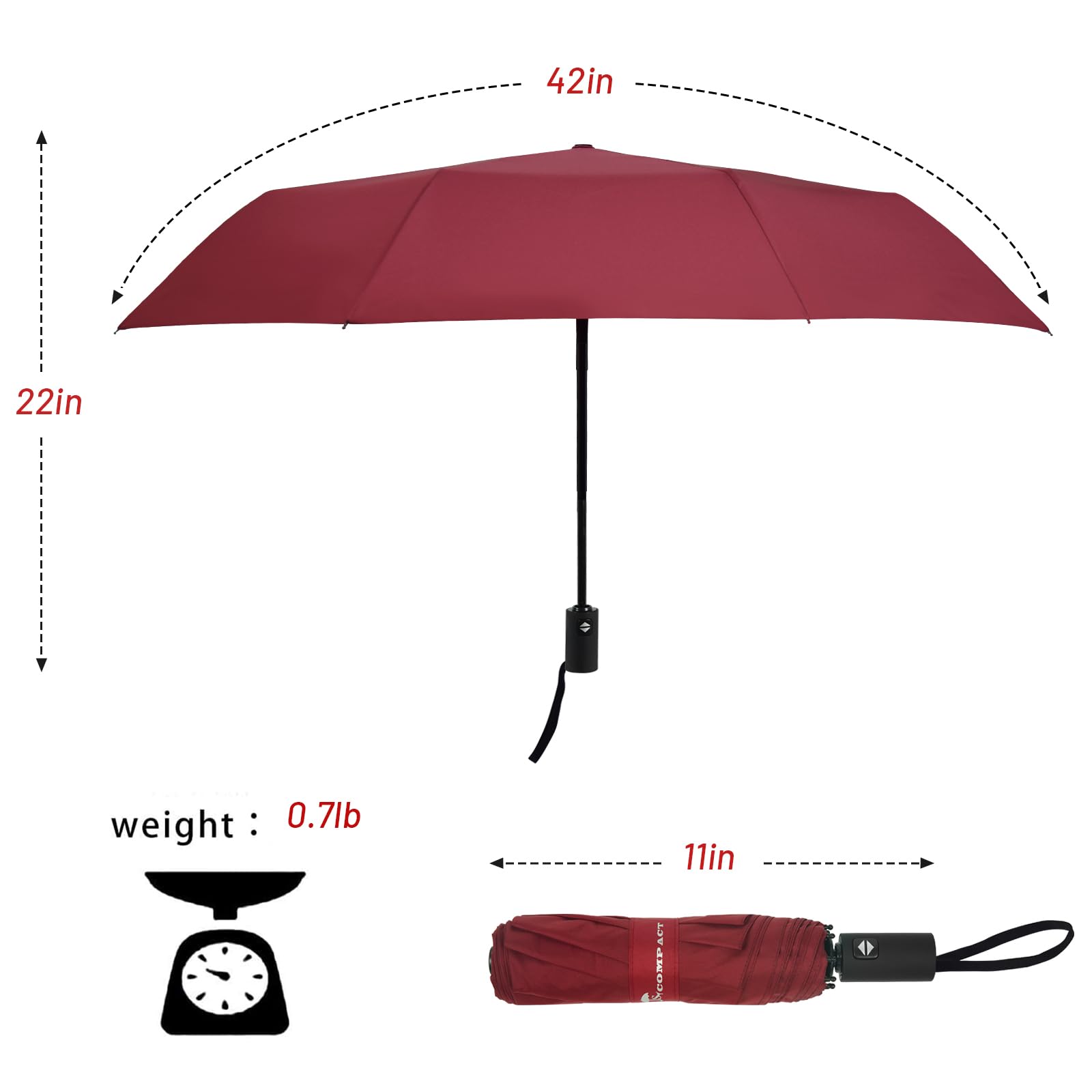 SY COMPACT Umbrella Automatic Travel Waterproof Light Folding Umbrellas Easy Carry for Women and Men