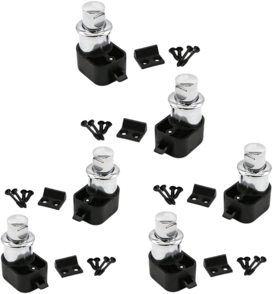 TOP-MAX 6pcs Metal Push Button Latch Keyless Cabinet Door Lock RV Compartment Latch Push Catches Knob for Boat Yacht Campervan Cupboard Door Drawers