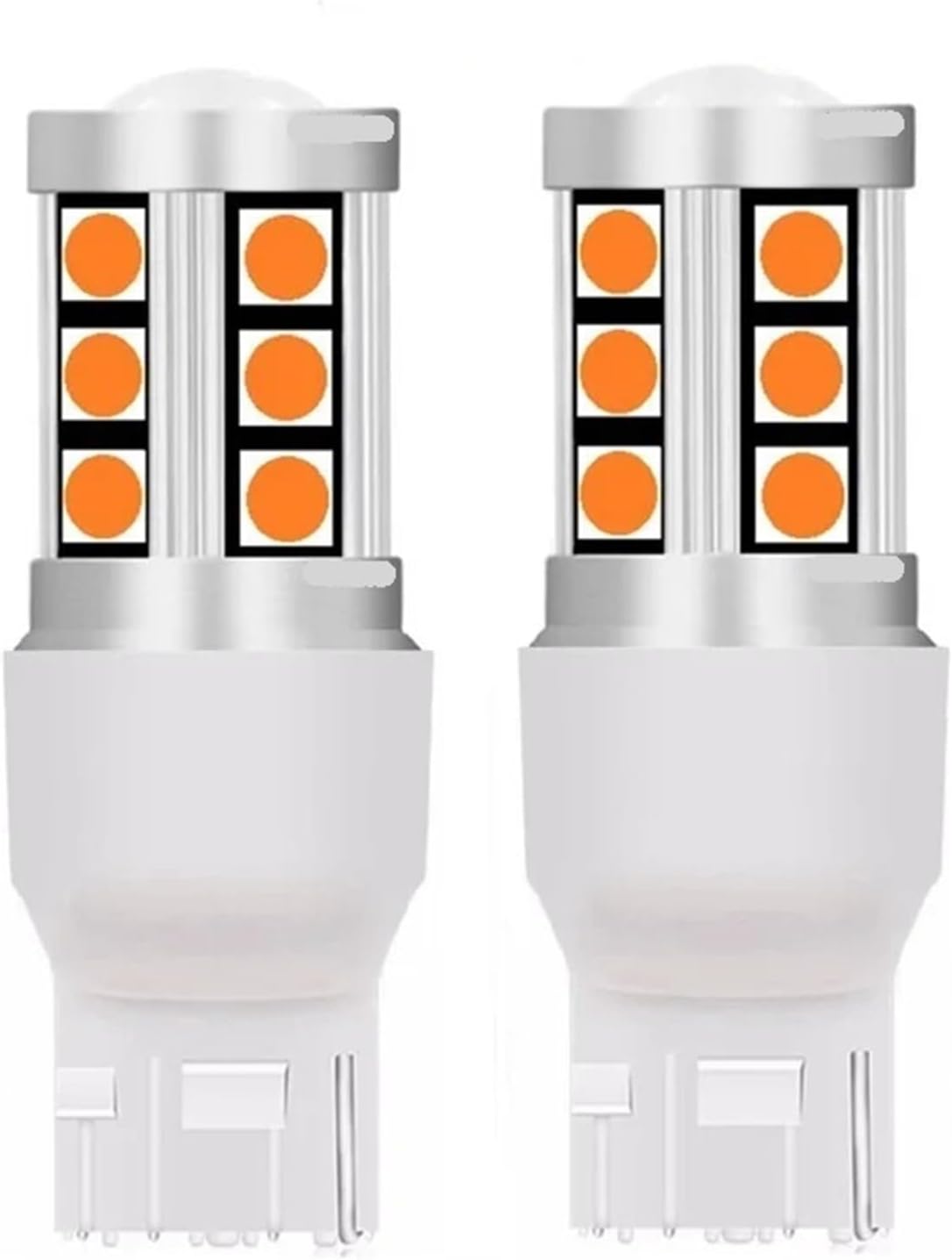 2pcs Mini T20 7440 W21W WY21W 3030 LED Auto Brake Lamps Car DRL Daytime Running Lights Reverse Bulb Turn Signals Amber Red White(Yellow)