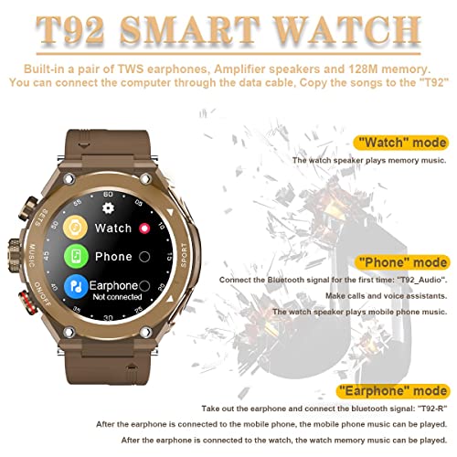 Desong Smart Watch With Earbuds, 3 In 1 Round Fitness Tracker,1.28Inch Smartwatch For Men,Answer/Make Call,Recording,Sleep Monitor,Sports Smart Watch Long Time Standby #TOP1