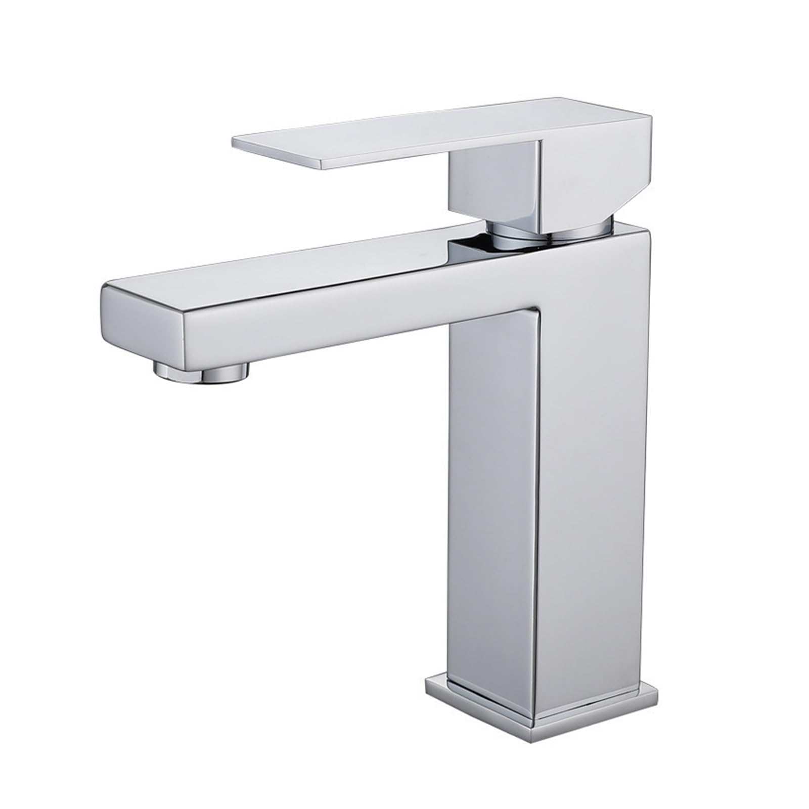 Robinet de lavabo salle de bains mitigeur évier eau chaude et froide chrome court en inox