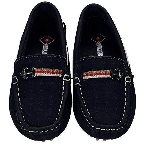 Sapato Mocassim Casual Infantil de Couro Azul Marinho Selten 25, Azul Marinho