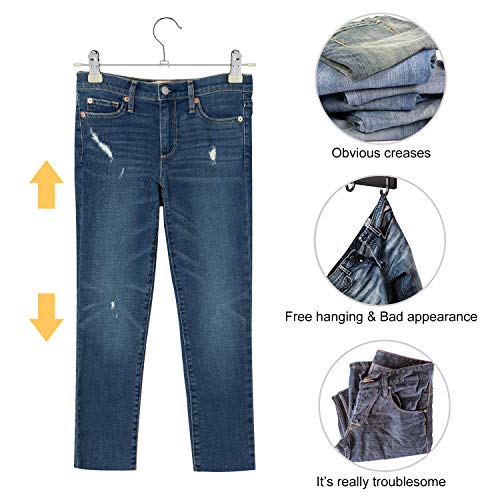 image for IEOKE Pant Hangers, Skirt Hangers with Clips Metal Trouser Clip Hanger