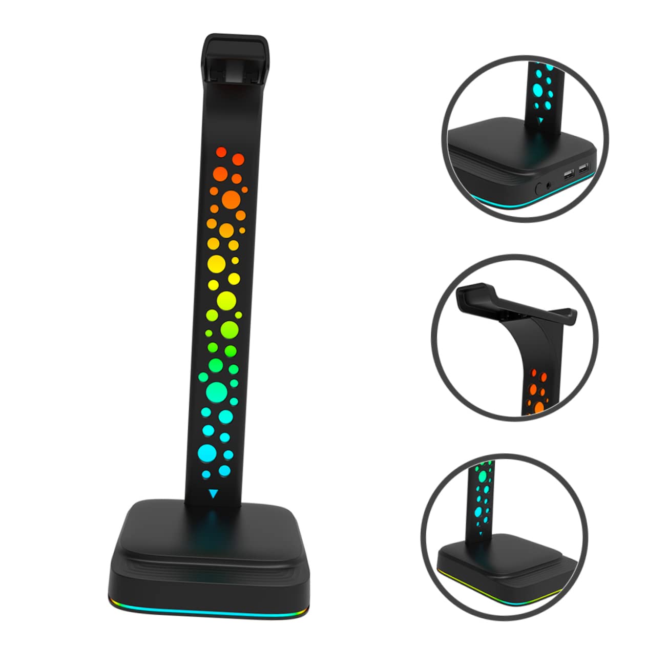 EXCEART Supporto per Cuffie LED Supporto per Cuffie da Tavolo Hub USB Multiuso per PC da Gioco
